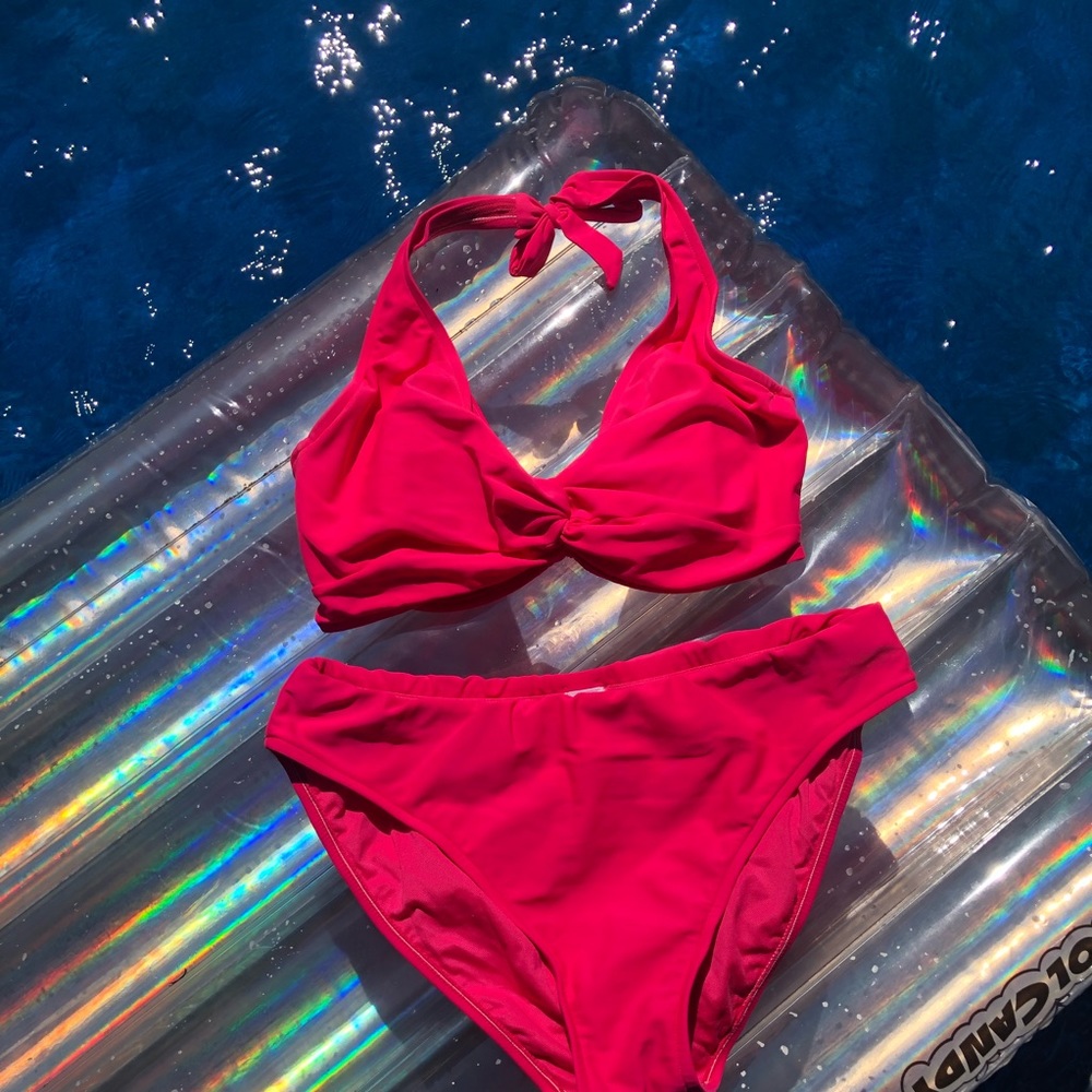 Neon Hot Pink Sunsets Bikini set 38DD / L